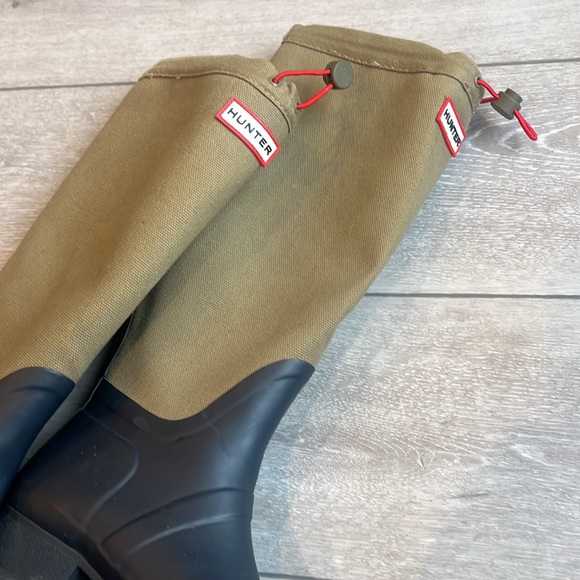 Hunter regent st James canvas and rubber olive and black tall rain boots size 8 - Picture 2 of 15